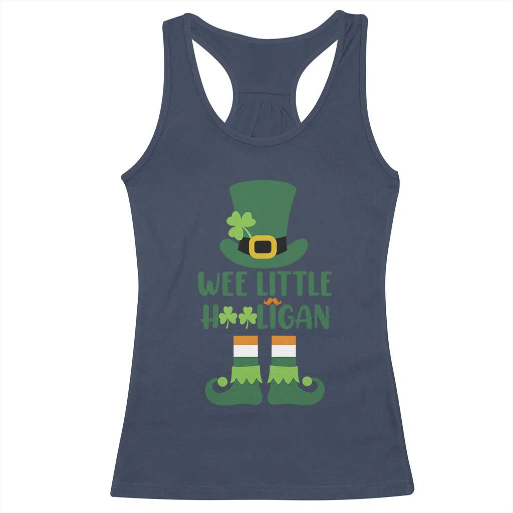 Cute St Patricks Day Racerback Tank Top Wee Little Hooligan Leprechaun for Boy Kids TS02 Navy Print Your Wear