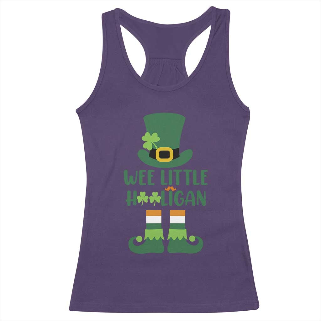 Cute St Patricks Day Racerback Tank Top Wee Little Hooligan Leprechaun for Boy Kids TS02 Purple Print Your Wear