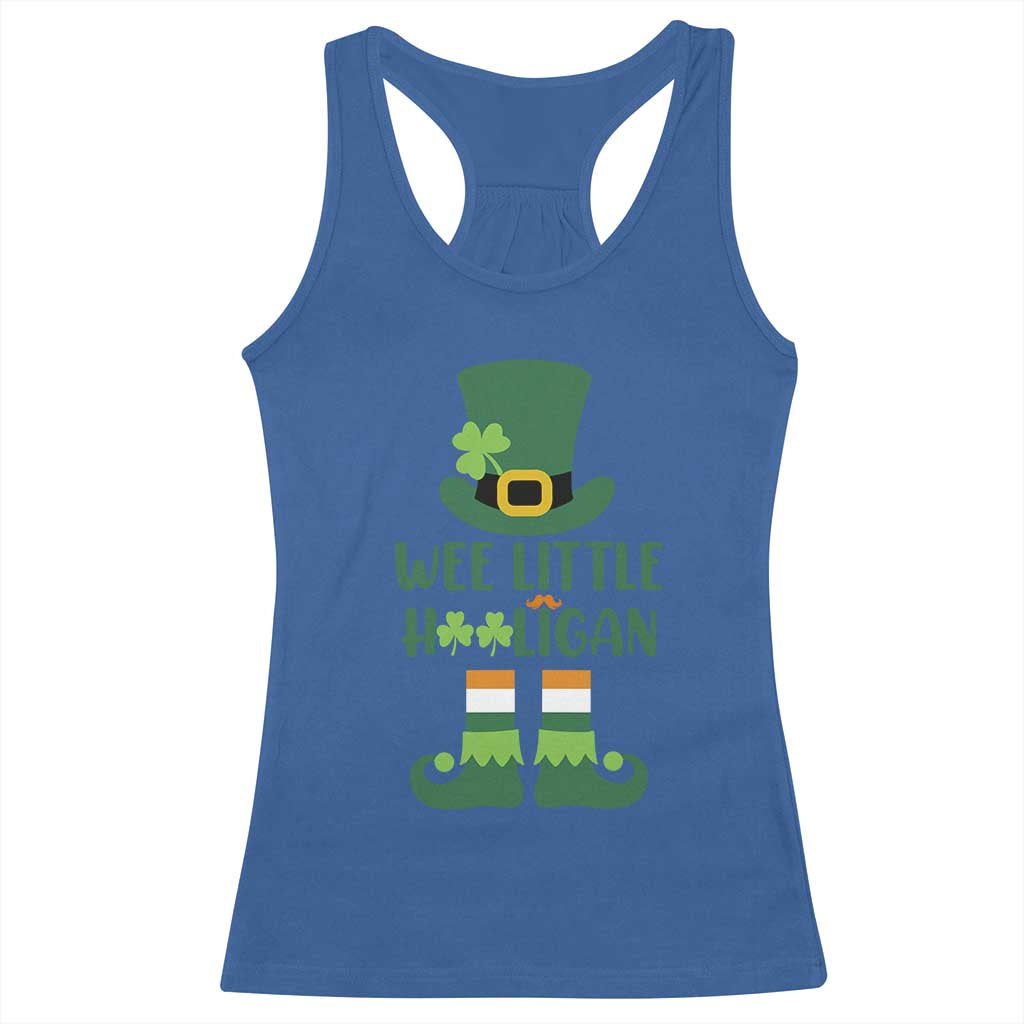 Cute St Patricks Day Racerback Tank Top Wee Little Hooligan Leprechaun for Boy Kids TS02 Royal Blue Print Your Wear