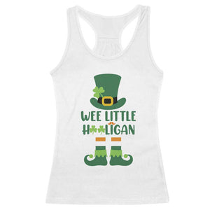 Cute St Patricks Day Racerback Tank Top Wee Little Hooligan Leprechaun for Boy Kids TS02 White Print Your Wear