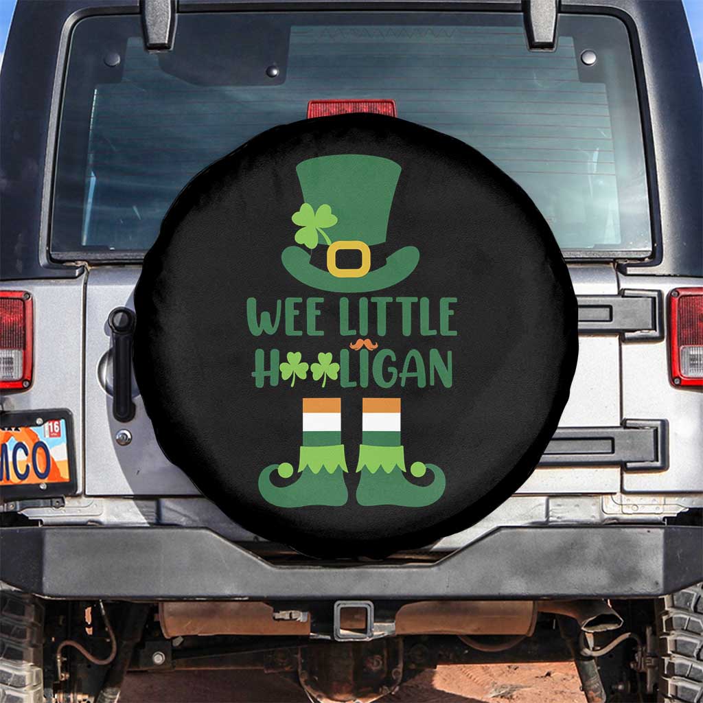 Cute St Patricks Day Spare Tire Cover Wee Little Hooligan Leprechaun for Boy Kids TS02 No hole Black Print Your Wear