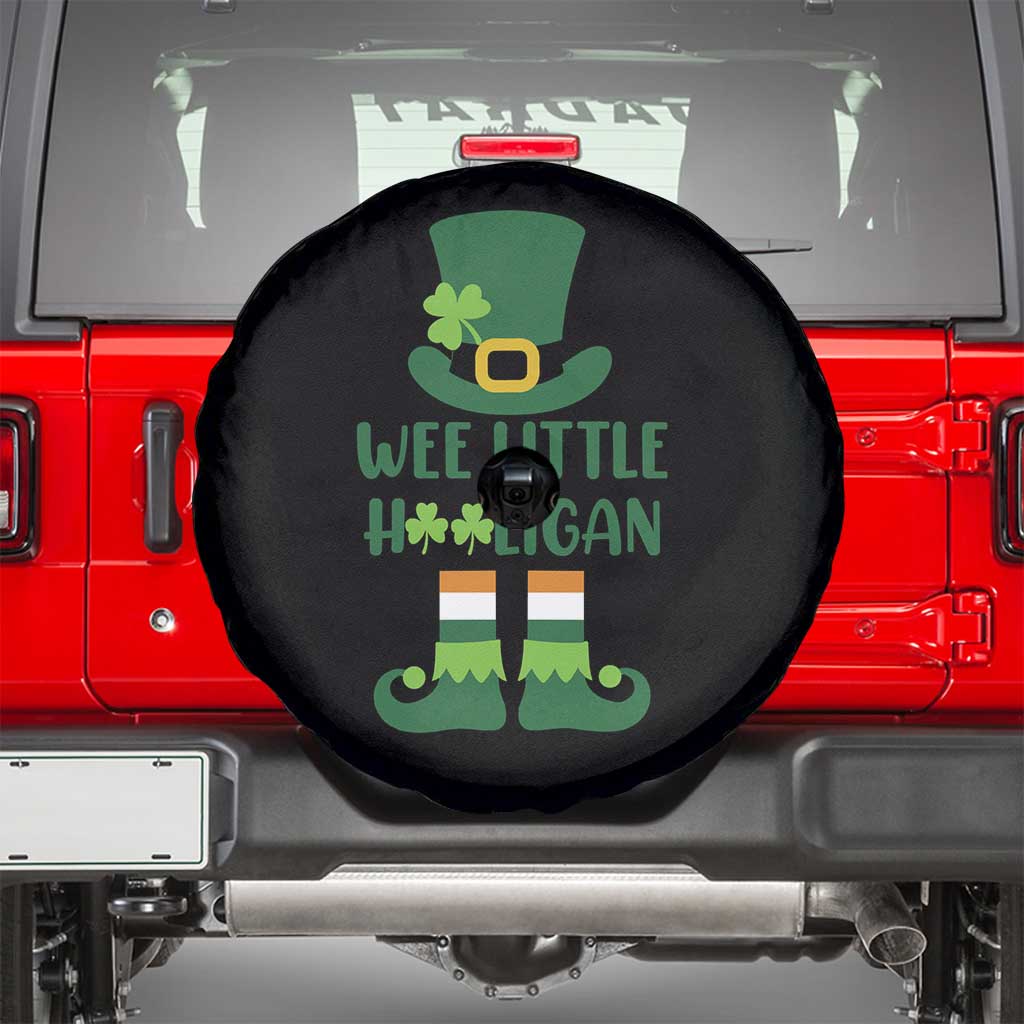 Cute St Patricks Day Spare Tire Cover Wee Little Hooligan Leprechaun for Boy Kids TS02 Black Print Your Wear