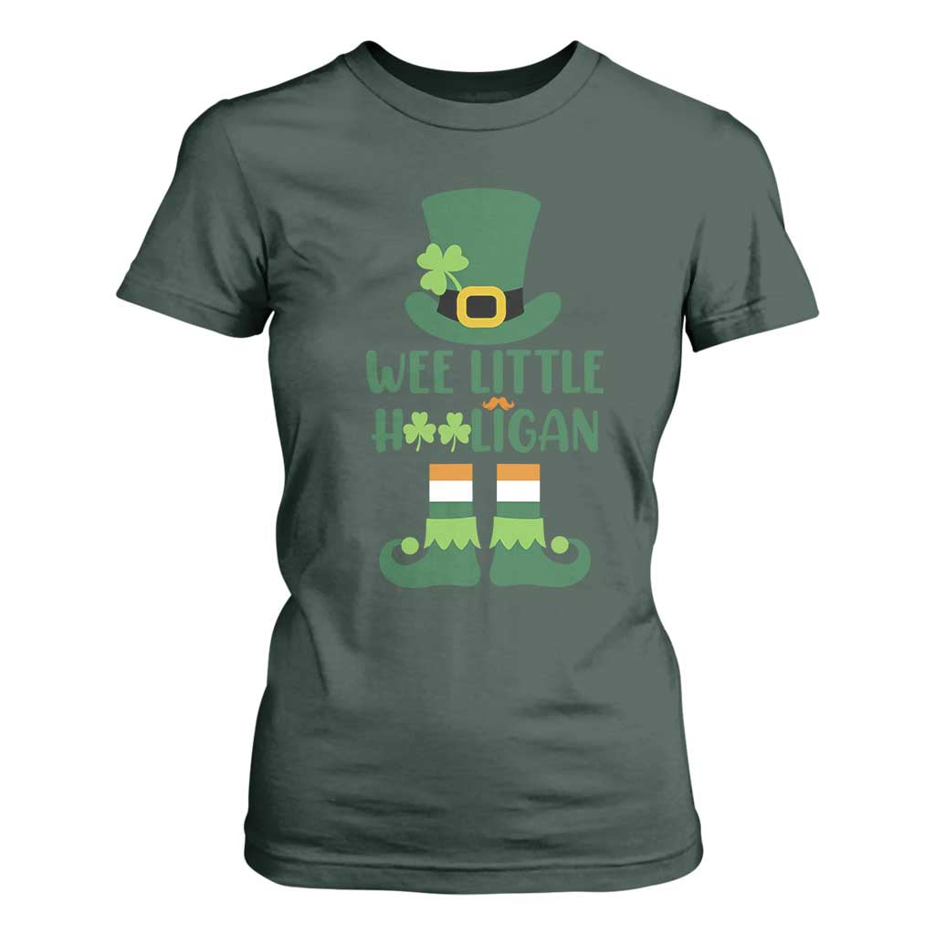 Cute St Patricks Day T Shirt For Women Wee Little Hooligan Leprechaun for Boy Kids TS02 Dark Forest Green Print Your Wear