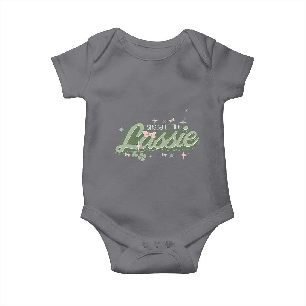 Cute St Patricks Day Baby Onesie Sassy Little Lassie for Girl Kids TS02 Charcoal Print Your Wear