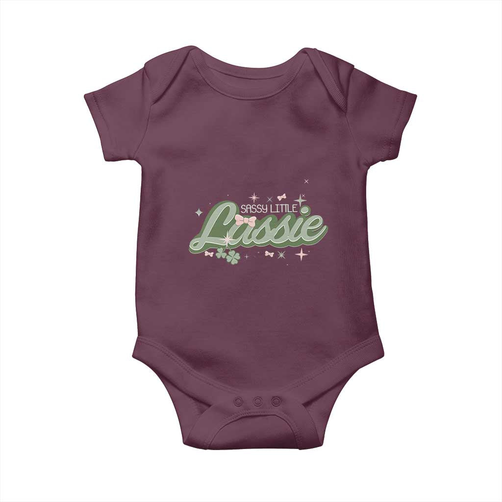 Cute St Patricks Day Baby Onesie Sassy Little Lassie for Girl Kids TS02 Maroon Print Your Wear