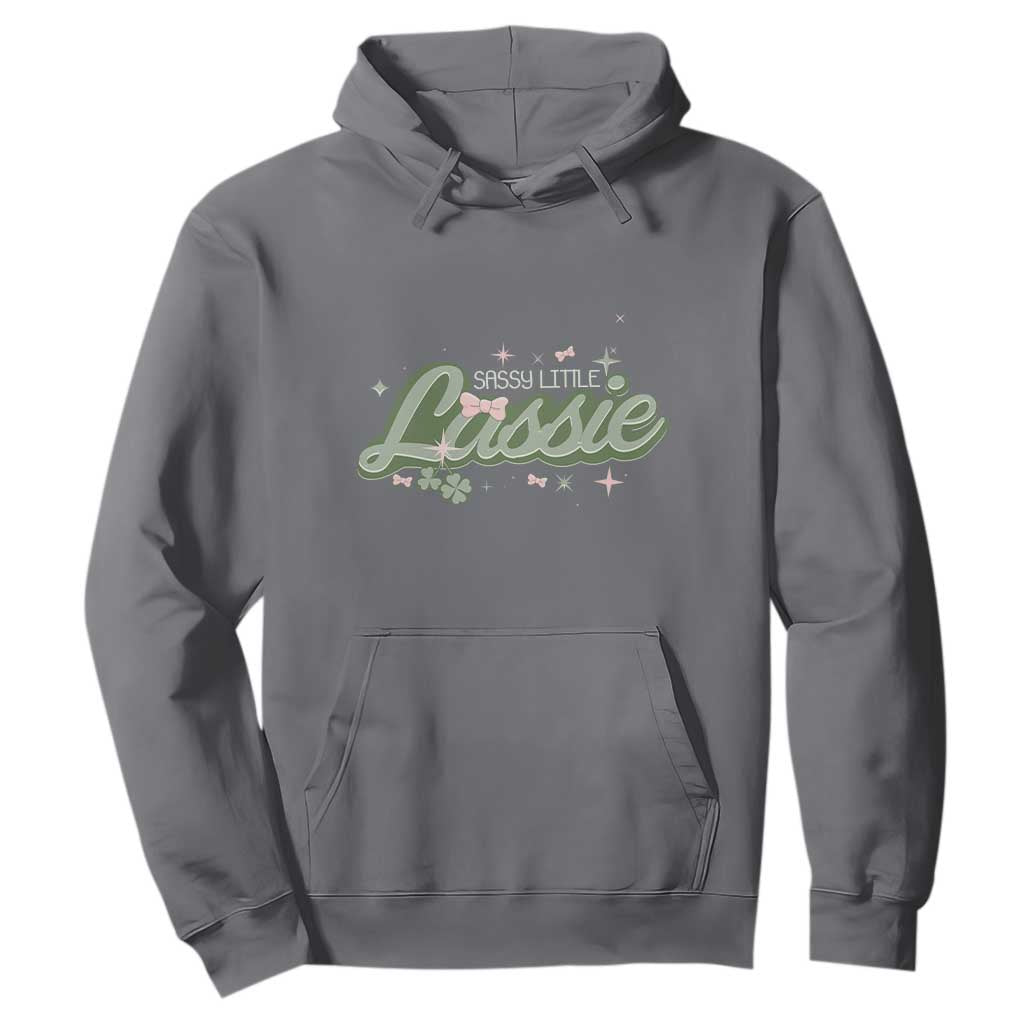 Cute St. Patricks Day Hoodie Sassy Little Lassie for Girl Kids TS02 Charcoal Printyourwear