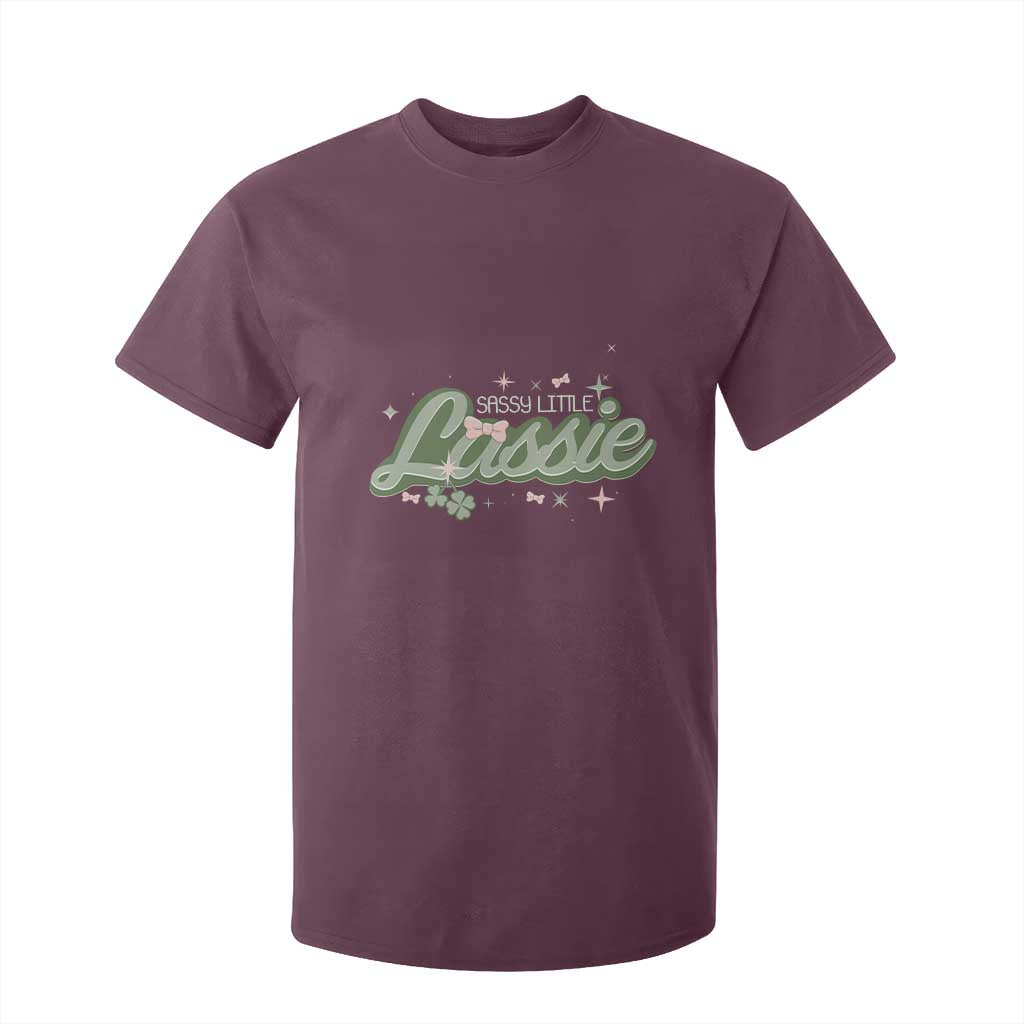 Cute St Patricks Day T Shirt For Kid Sassy Little Lassie for Girl Kids TS02 Maroon Print Your Wear