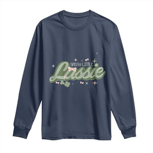 Cute St Patricks Day Long Sleeve Shirt Sassy Little Lassie for Girl Kids TS02 Navy Print Your Wear