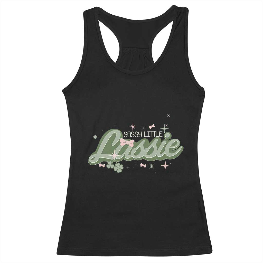 Cute St Patricks Day Racerback Tank Top Sassy Little Lassie for Girl Kids TS02 Black Print Your Wear