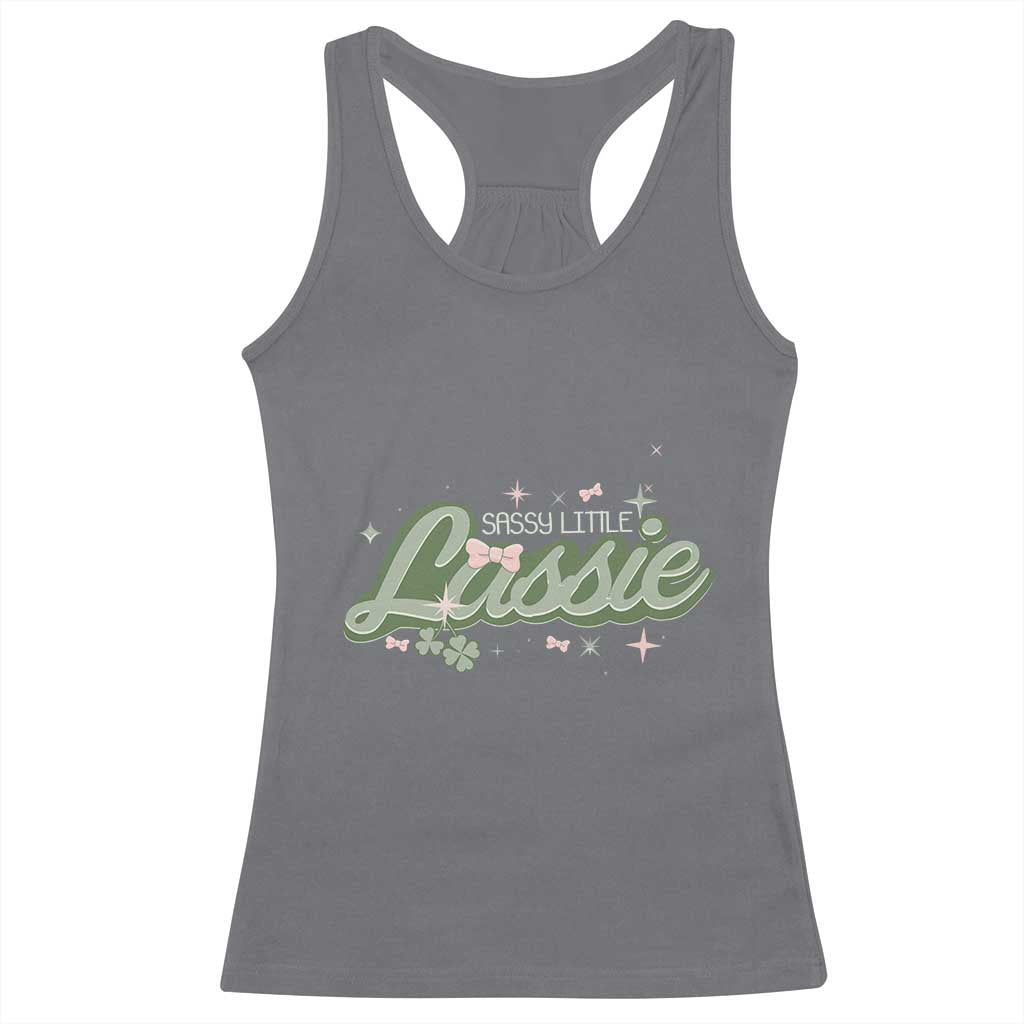 Cute St Patricks Day Racerback Tank Top Sassy Little Lassie for Girl Kids TS02 Charcoal Print Your Wear