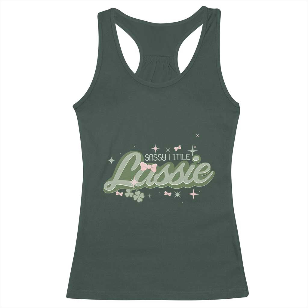 Cute St Patricks Day Racerback Tank Top Sassy Little Lassie for Girl Kids TS02 Dark Forest Green Print Your Wear
