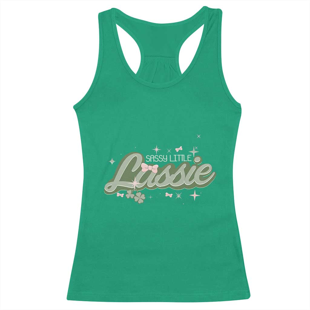 Cute St Patricks Day Racerback Tank Top Sassy Little Lassie for Girl Kids TS02 Irish Green Print Your Wear