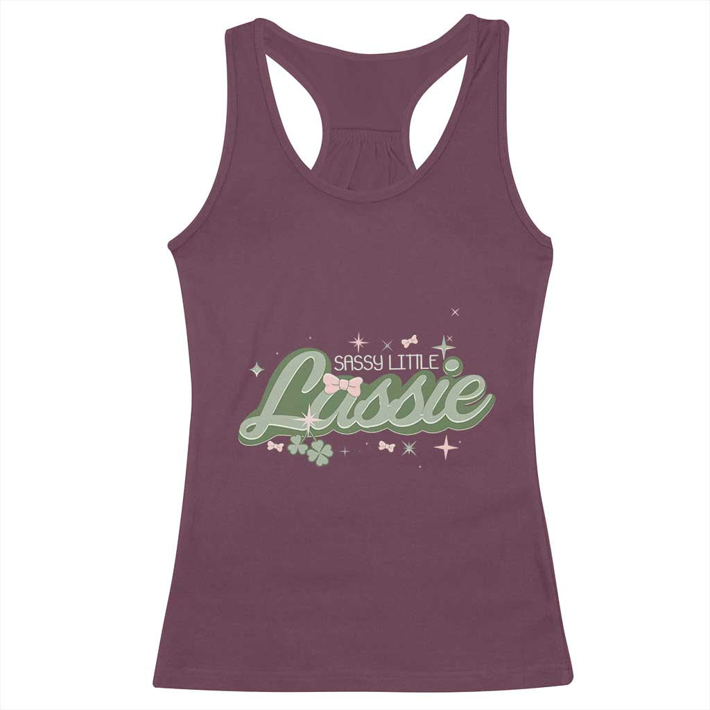 Cute St Patricks Day Racerback Tank Top Sassy Little Lassie for Girl Kids TS02 Maroon Print Your Wear