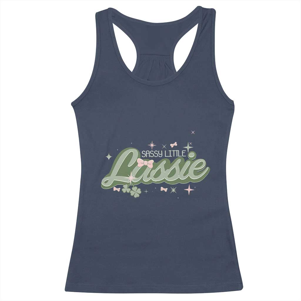 Cute St Patricks Day Racerback Tank Top Sassy Little Lassie for Girl Kids TS02 Navy Print Your Wear