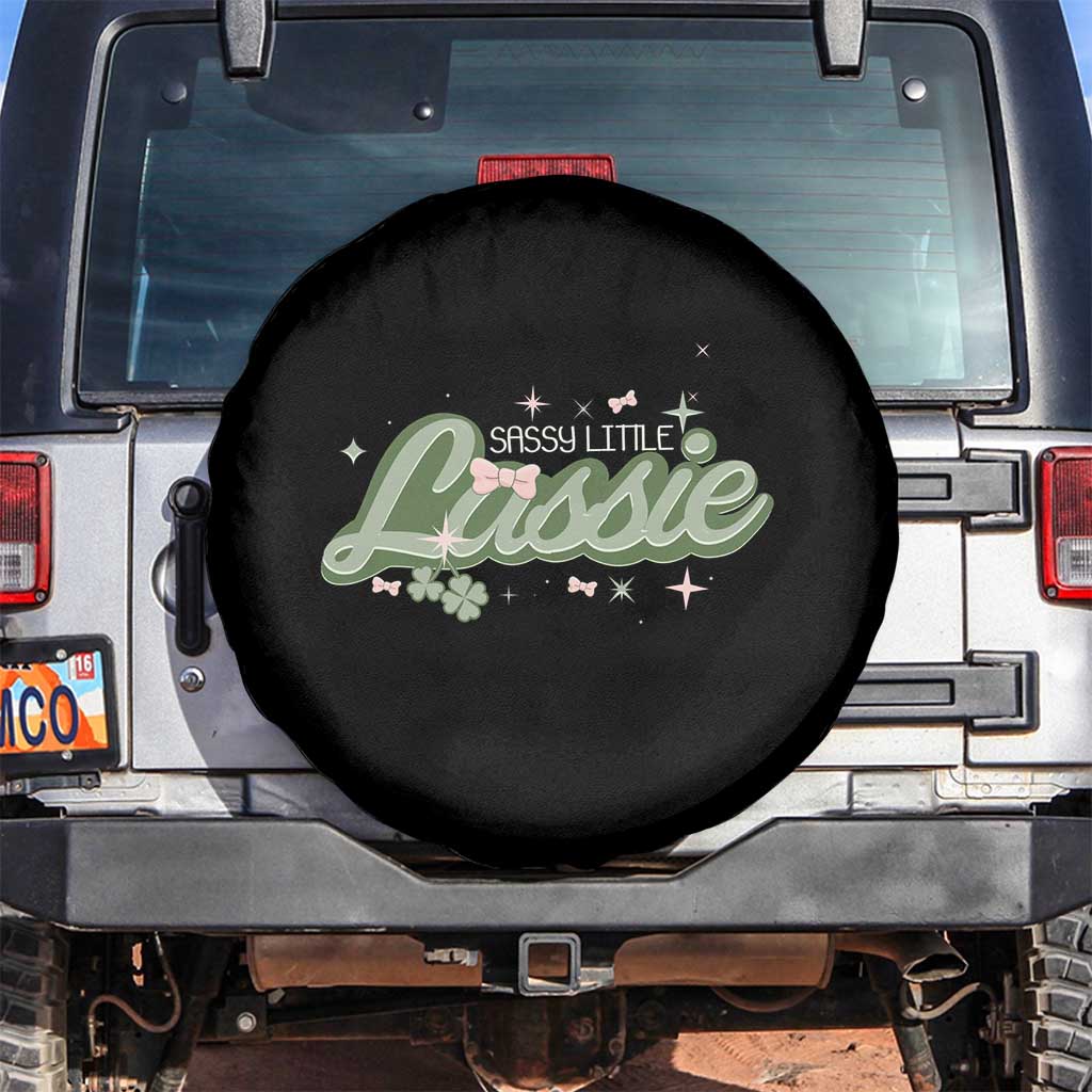 Cute St Patricks Day Spare Tire Cover Sassy Little Lassie for Girl Kids TS02 No hole Black Print Your Wear