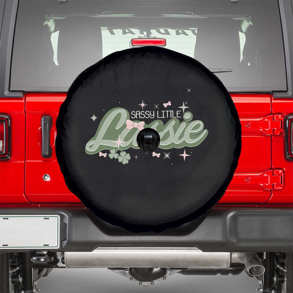 Cute St Patricks Day Spare Tire Cover Sassy Little Lassie for Girl Kids TS02 Black Print Your Wear