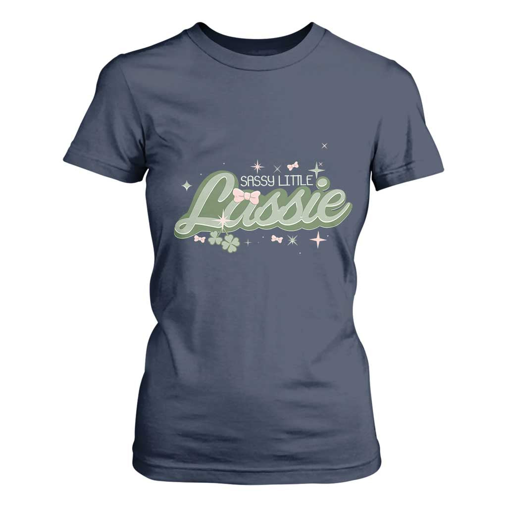 Cute St Patricks Day T Shirt For Women Sassy Little Lassie for Girl Kids TS02 Navy Print Your Wear