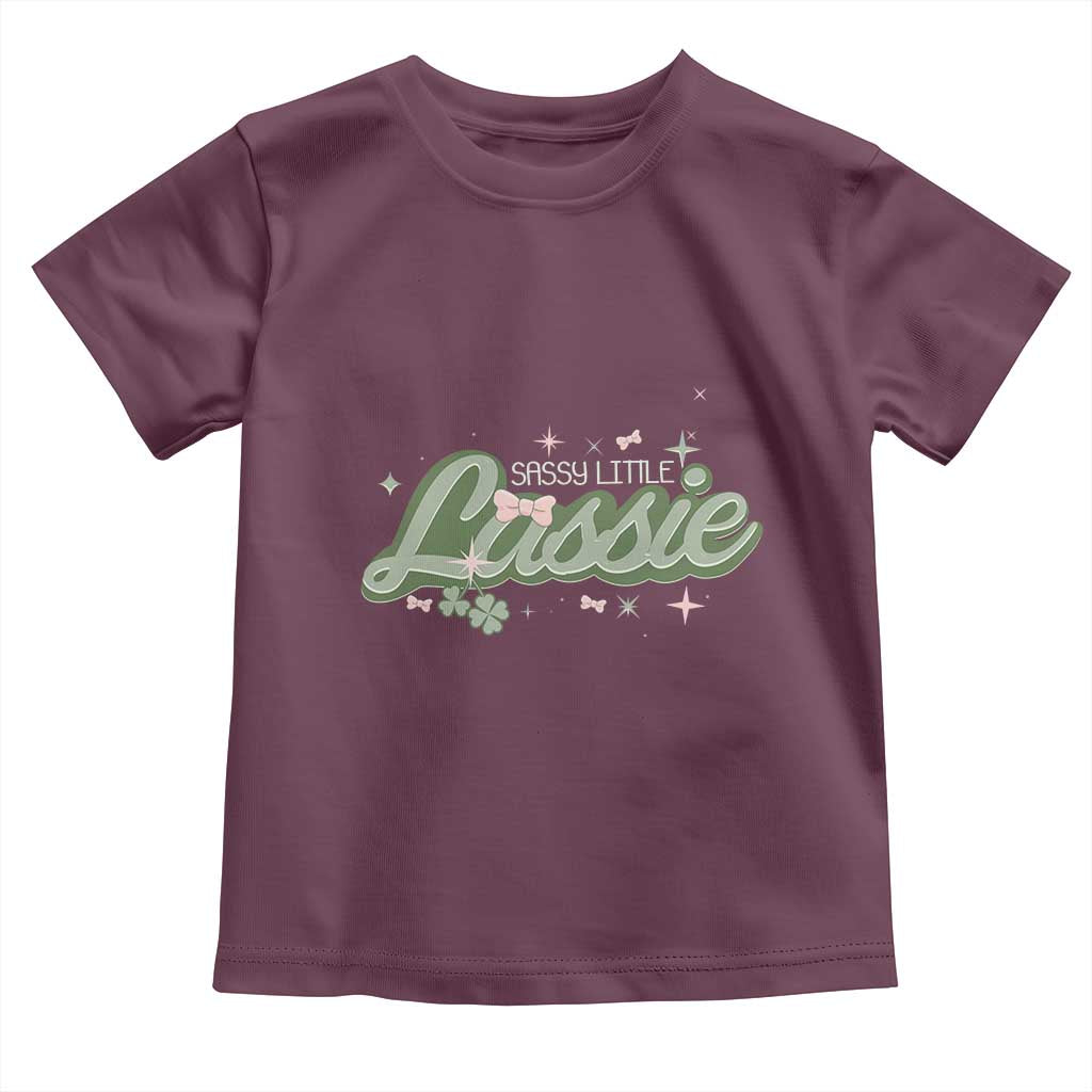 Cute St Patricks Day Toddler T Shirt Sassy Little Lassie for Girl Kids TS02 Maroon Print Your Wear