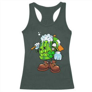 Funny St Patricks Day Drinking Racerback Tank Top Irish Beer Ireland Flag TS02 Dark Forest Green Print Your Wear