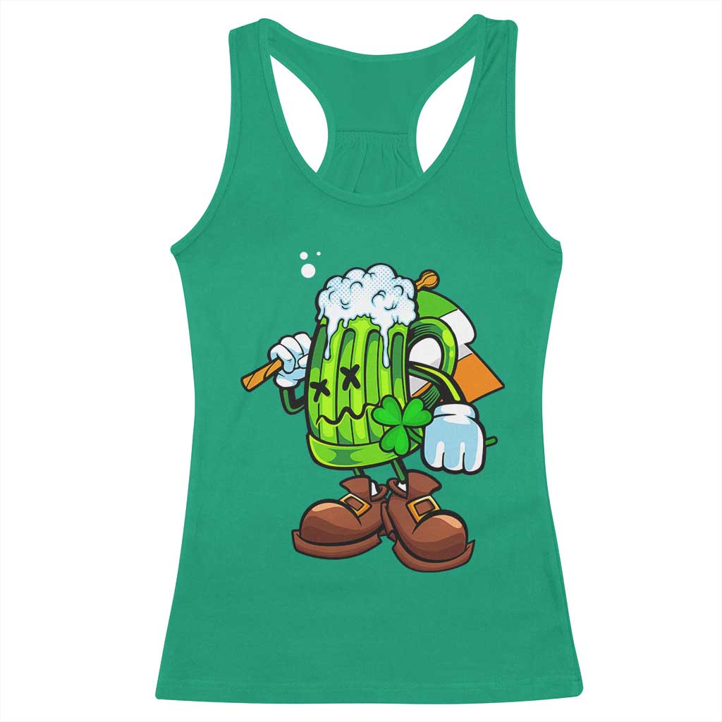 Funny St Patricks Day Drinking Racerback Tank Top Irish Beer Ireland Flag TS02 Irish Green Print Your Wear