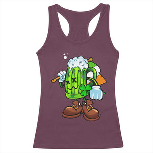 Funny St Patricks Day Drinking Racerback Tank Top Irish Beer Ireland Flag TS02 Maroon Print Your Wear