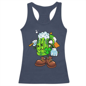 Funny St Patricks Day Drinking Racerback Tank Top Irish Beer Ireland Flag TS02 Navy Print Your Wear