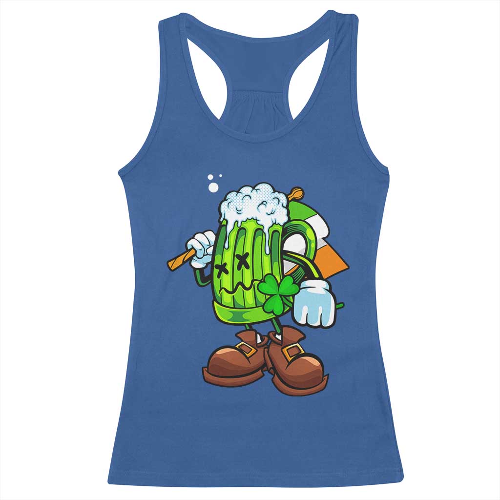 Funny St Patricks Day Drinking Racerback Tank Top Irish Beer Ireland Flag TS02 Royal Blue Print Your Wear