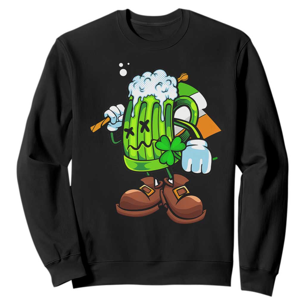 Funny St. Patricks Day Drinking Sweatshirt Irish Beer Ireland Flag TS02 Black Printyourwear