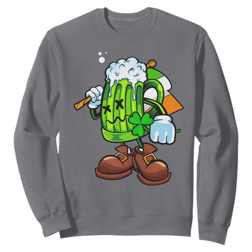 Funny St. Patricks Day Drinking Sweatshirt Irish Beer Ireland Flag TS02 Charcoal Printyourwear