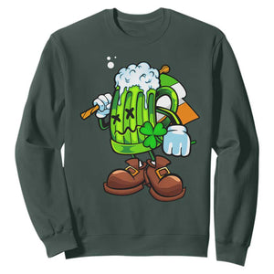 Funny St. Patricks Day Drinking Sweatshirt Irish Beer Ireland Flag TS02 Dark Forest Green Printyourwear