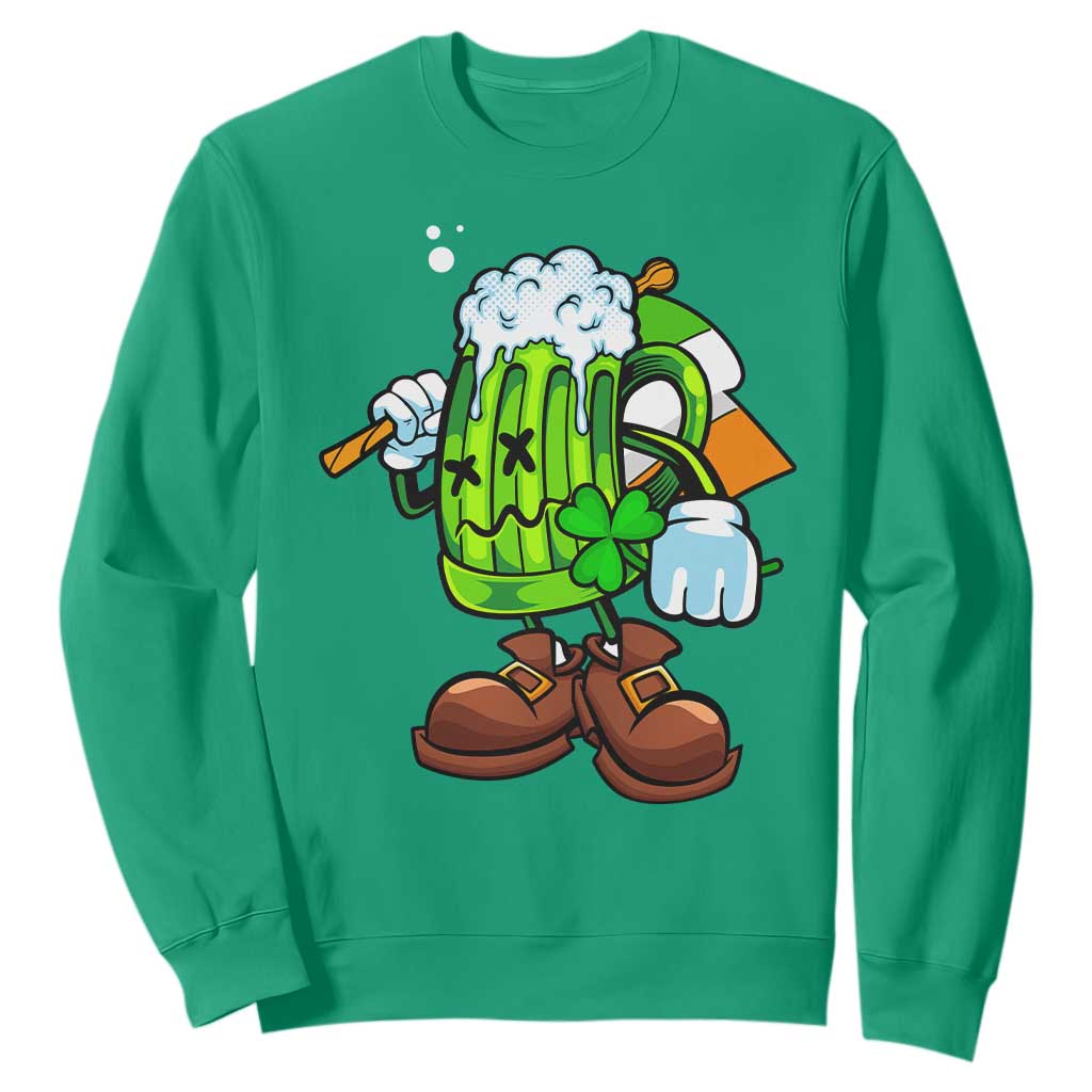 Funny St. Patricks Day Drinking Sweatshirt Irish Beer Ireland Flag TS02 Irish Green Printyourwear