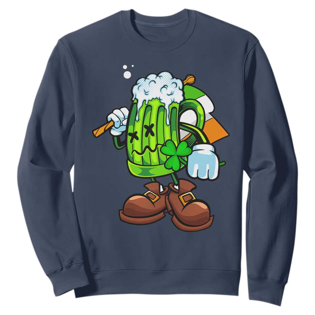Funny St. Patricks Day Drinking Sweatshirt Irish Beer Ireland Flag TS02 Navy Printyourwear