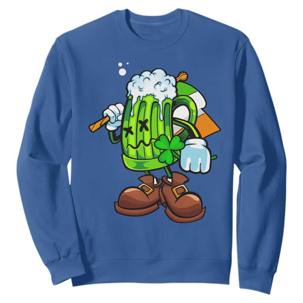 Funny St. Patricks Day Drinking Sweatshirt Irish Beer Ireland Flag TS02 Royal Blue Printyourwear