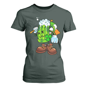 Funny St Patricks Day Drinking T Shirt For Women Irish Beer Ireland Flag TS02 Dark Forest Green Print Your Wear