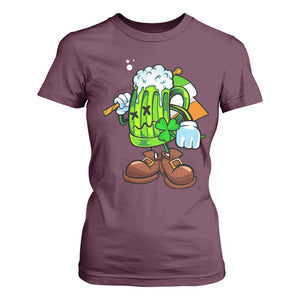 Funny St Patricks Day Drinking T Shirt For Women Irish Beer Ireland Flag TS02 Maroon Print Your Wear