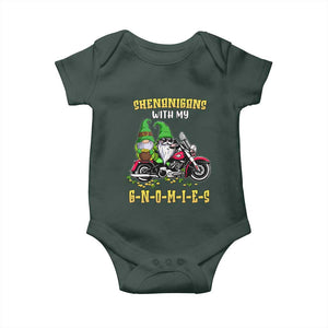 Funny St Patricks Day Gnome Baby Onesie Shenanigans With My Gnomies Motorbike Rider TS02 Print Your Wear