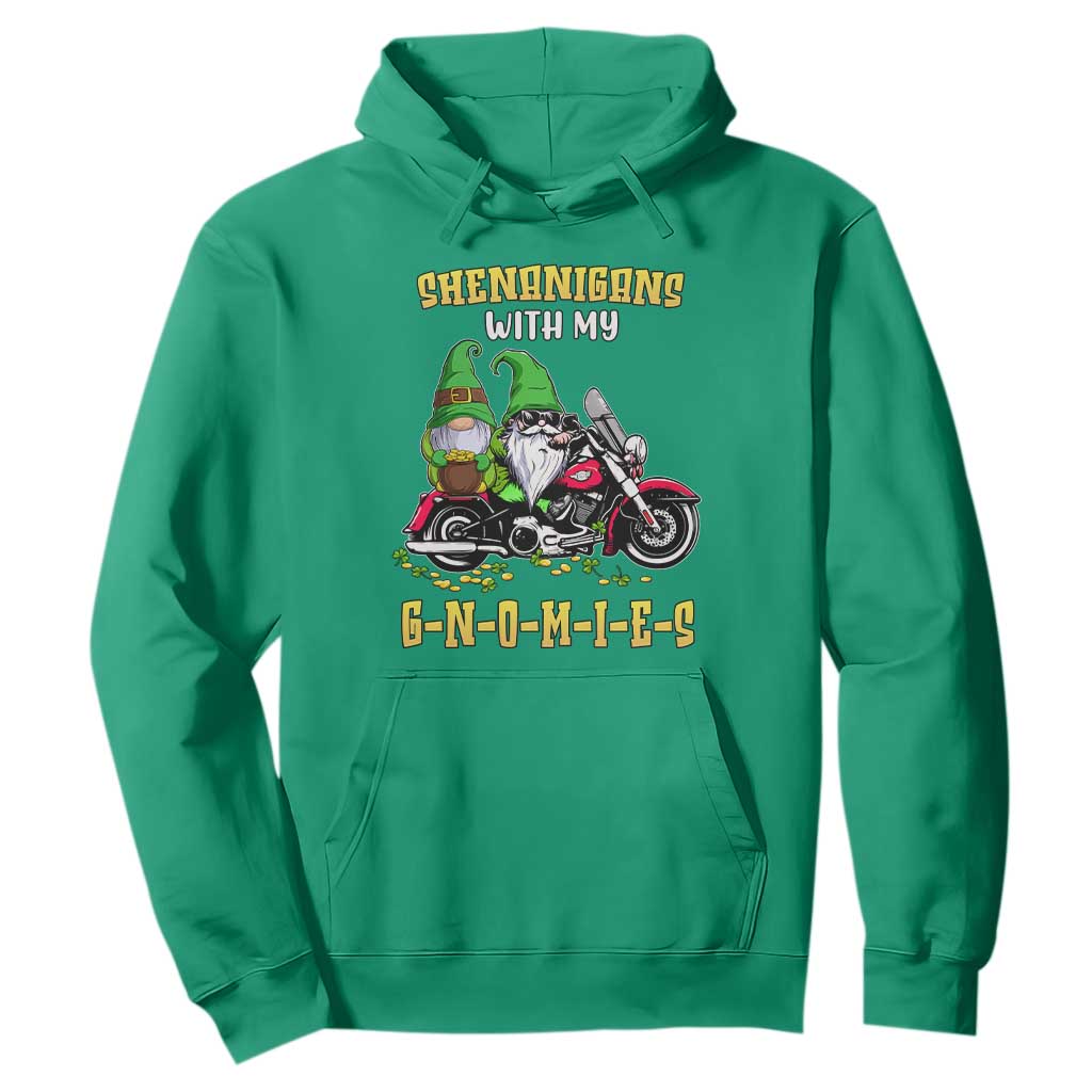 Funny St. Patricks Day Gnome Hoodie Shenanigans With My Gnomies Motorbike Rider TS02 Irish Green Printyourwear