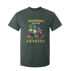 Funny St Patricks Day Gnome T Shirt For Kid Shenanigans With My Gnomies Motorbike Rider TS02 Dark Forest Green Print Your Wear