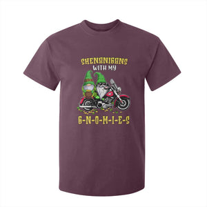Funny St Patricks Day Gnome T Shirt For Kid Shenanigans With My Gnomies Motorbike Rider TS02 Maroon Print Your Wear