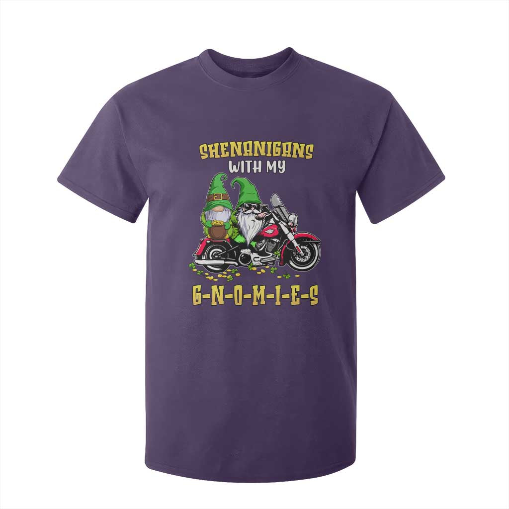 Funny St Patricks Day Gnome T Shirt For Kid Shenanigans With My Gnomies Motorbike Rider TS02 Purple Print Your Wear