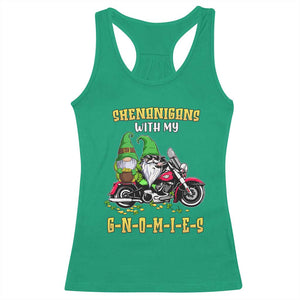 Funny St Patricks Day Gnome Racerback Tank Top Shenanigans With My Gnomies Motorbike Rider TS02 Irish Green Print Your Wear