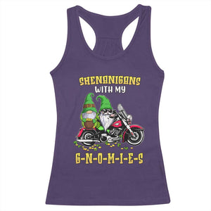 Funny St Patricks Day Gnome Racerback Tank Top Shenanigans With My Gnomies Motorbike Rider TS02 Purple Print Your Wear