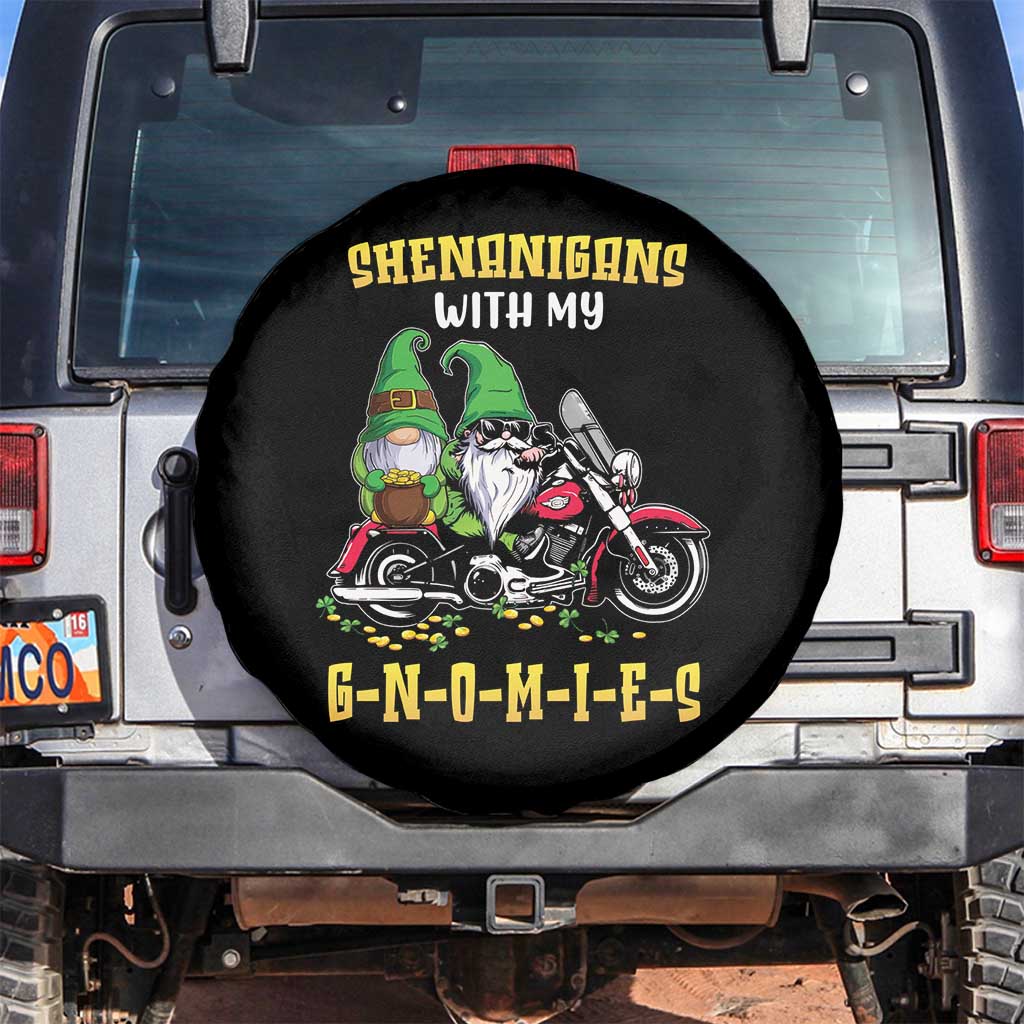 Funny St Patricks Day Gnome Spare Tire Cover Shenanigans With My Gnomies Motorbike Rider TS02 No hole Black Print Your Wear