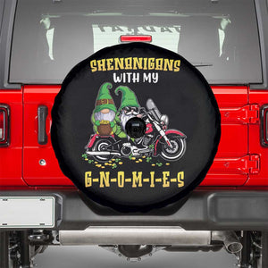 Funny St Patricks Day Gnome Spare Tire Cover Shenanigans With My Gnomies Motorbike Rider TS02 Black Print Your Wear