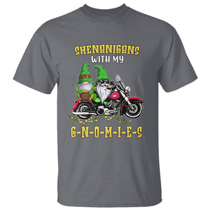 Funny St. Patricks Day Gnome T Shirt Shenanigans With My Gnomies Motorbike Rider TS02 Charcoal Printyourwear