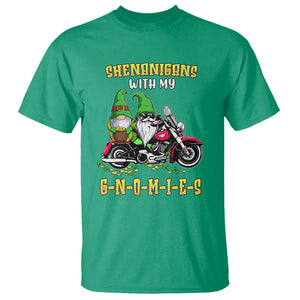 Funny St. Patricks Day Gnome T Shirt Shenanigans With My Gnomies Motorbike Rider TS02 Irish Green Printyourwear