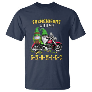 Funny St. Patricks Day Gnome T Shirt Shenanigans With My Gnomies Motorbike Rider TS02 Navy Printyourwear