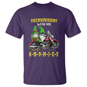 Funny St. Patricks Day Gnome T Shirt Shenanigans With My Gnomies Motorbike Rider TS02 Purple Printyourwear