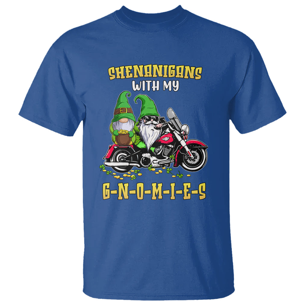 Funny St. Patricks Day Gnome T Shirt Shenanigans With My Gnomies Motorbike Rider TS02 Royal Blue Printyourwear