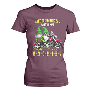 Funny St Patricks Day Gnome T Shirt For Women Shenanigans With My Gnomies Motorbike Rider TS02 Maroon Print Your Wear